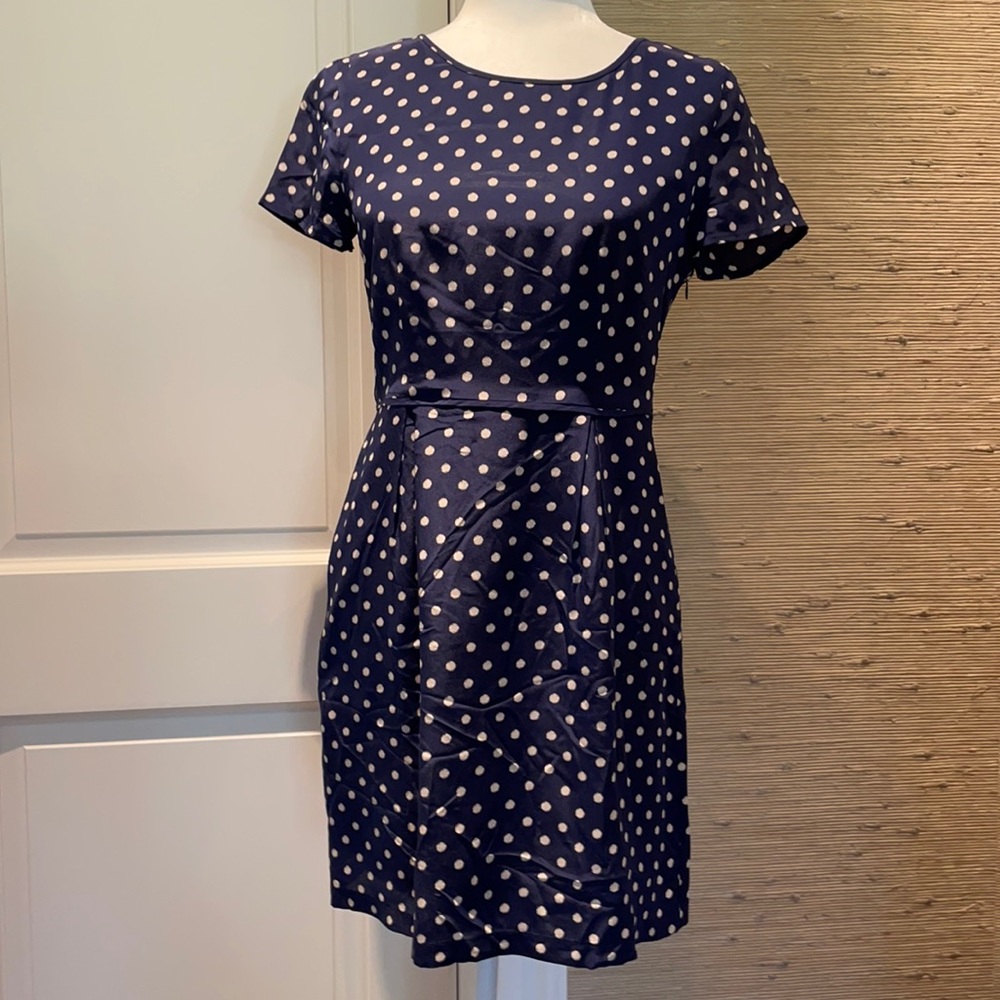 Madewell navy cream polka dot dress